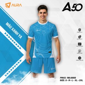 Áo đá bóng không logo Aura A50 – Màu Xanh Ya năng động