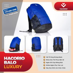 Balo Thể Thao HACORIO Luxury Xanh Đậm Chống Thấm, Ngăn Giày Riêng