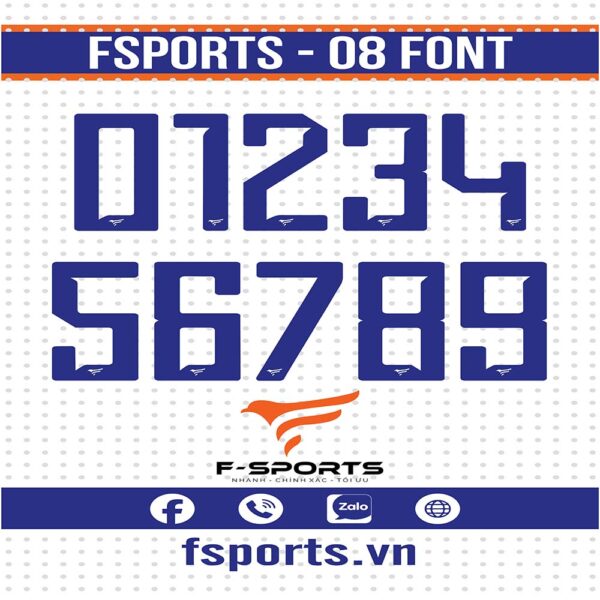 Font Số FSPORTS - 08  Mạnh Mẽ Cho Đồng Phục Thể Thao