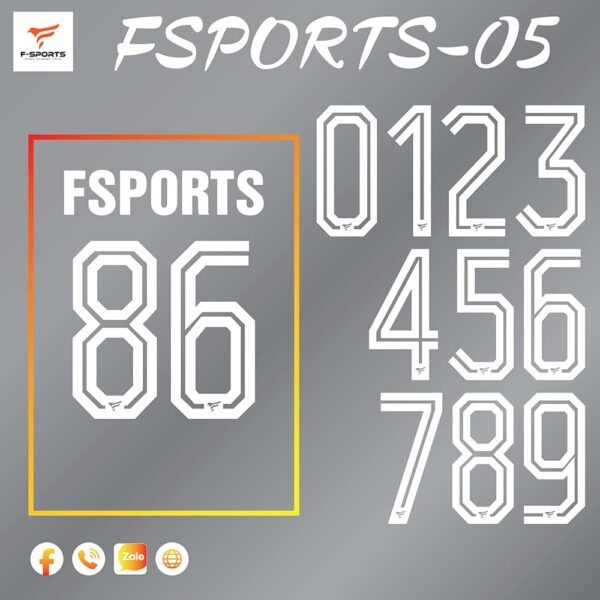 Bộ Font số in thể thao FSPORTS-05 - Hiện Đại - Đẳng Cấp