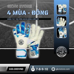 Găng Tay Thủ Môn GKVN Đông Kiếm Em Trắng Kem Xanh – Dòng 4 Mùa