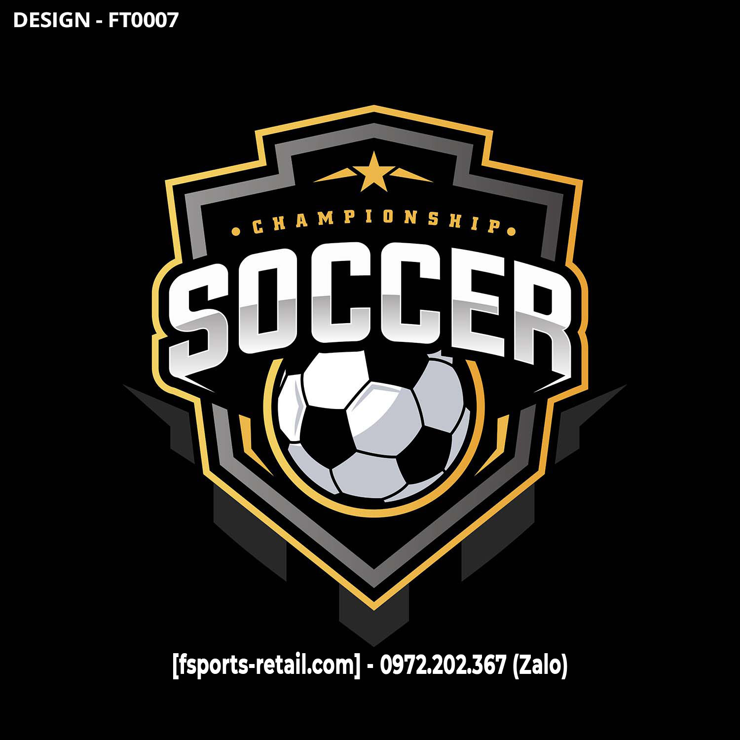 Logo Championship Soccer cao cấp phối màu đen trắng vàng
