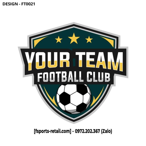 Logo Đội Bóng F-Sports FT0021 Xanh Đậm Vàng Kim