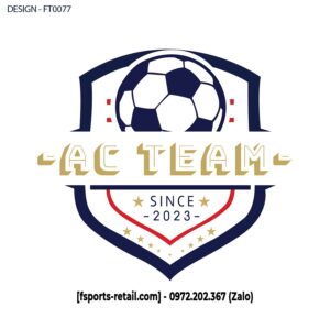 Logo Đội Bóng AC TEAM - Thiết Kế FT0077 - Màu Đỏ Xanh Navy Vàng Kim