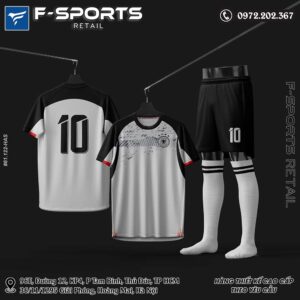 Áo đấu bóng đá thiết kế trắng đen – Số 10 nổi bật