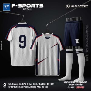 Bộ quần áo thể thao F-Sports trắng phối đỏ xanh - Thiết kế cá tính, năng động