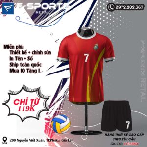 Đồng phục thể thao thiết kế màu đỏ đậm phối vàng trắng