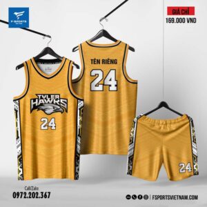 Áo Bóng Rổ Tyler Hawks Thiết Kế Tribal Màu Vàng Đồng Ánh Kim