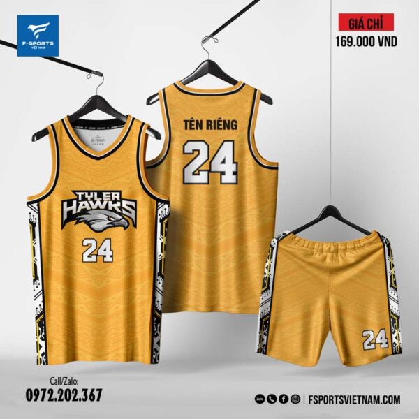 Áo Bóng Rổ Tyler Hawks Thiết Kế Tribal Màu Vàng Đồng Ánh Kim