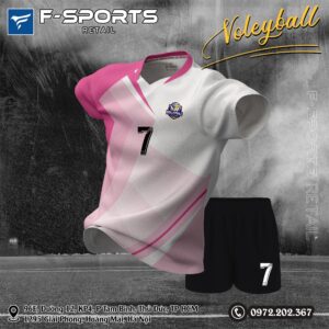 Áo bóng chuyền F-Sports B300 màu trắng hồng pastel