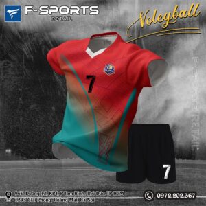 Đồng phục bóng chuyền đỏ phối xanh ngọc cam – Mẫu nổi bật được yêu thích 2025
