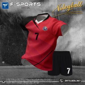 Đồng Phục Bóng Chuyền Đỏ Đen F-Sports Năng Động Mạnh Mẽ