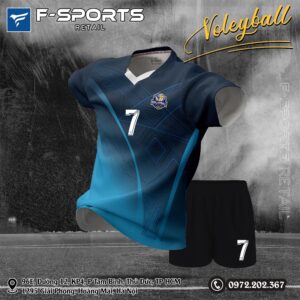 Áo bóng chuyền thiết kế đẹp – Tông xanh lam đậm phối trắng tinh tế