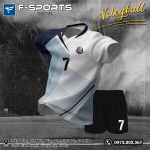 Đồng Phục Bóng Chuyền Trắng Xanh Navy F-Sports - Mẫu Hot Nhất 2026
