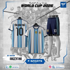 Áo Đấu Argentina Sân Nhà World Cup 2026 – Xanh Dương Trắng