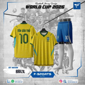 Áo Đấu Đội Tuyển Brazil World Cup 2026 Sân Nhà Màu Vàng Xanh