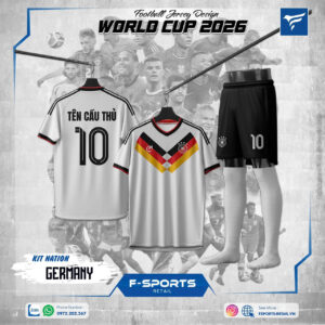 Bộ quần áo đá banh đội tuyển Đức World Cup 2026 sân nhà - Trắng phối đen đỏ vàng
