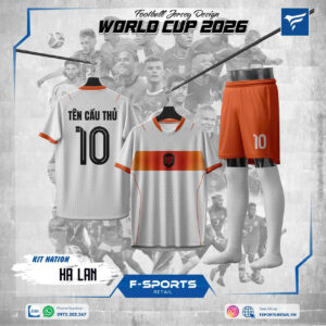 Áo Đấu ĐT Hà Lan Sân Khách WC2026 Màu Trắng Cam