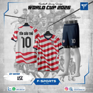 Áo Đấu Đội Tuyển Mỹ Sân Nhà World Cup 2026 - Đỏ Trắng Xanh