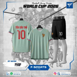 Áo đấu ĐT Pháp World Cup 2026 Sân Khách – Xanh Bạc Hà